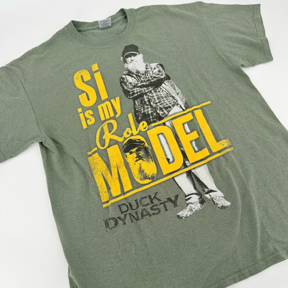 Gildan Duck Dynasty Si Is My Role Model Graphic Tee 2010s Mens Large Olive Green
